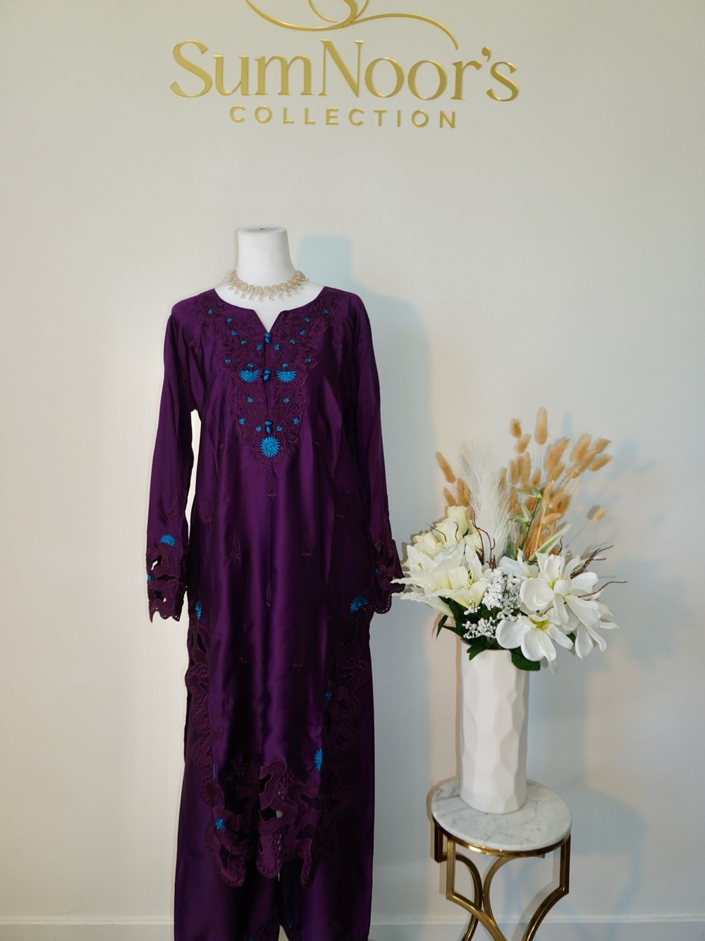 SumNoor's Purple Embroidered Formal Dress with Teal Accents - Picture 5 of 5